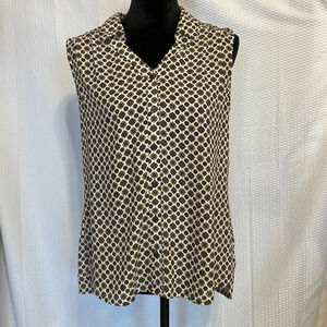 Dressbarn brown print tank top blouse size medium